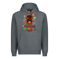 Rock Santa's Favorite Dental Squad Afro Messy Bun Premium Hoodie - texasbilliewilder