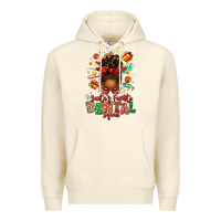 Sandshell Santa's Favorite Dental Squad Afro Messy Bun Premium Hoodie - texasbilliewilder