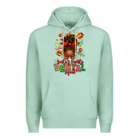 Seafoam Santa's Favorite Dental Squad Afro Messy Bun Premium Hoodie - texasbilliewilder