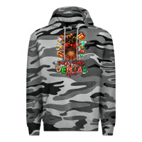 Slate Camo Santa's Favorite Dental Squad Afro Messy Bun Premium Hoodie - texasbilliewilder