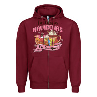 Burgundy christmas tis the season mexican Zipper Hoodie - MaliasSmallBusiness