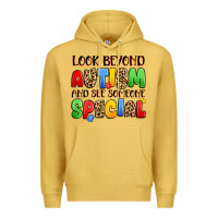 Antique Gold look beyond autism and see someone special Premium Hoodie - JahusDesignShop