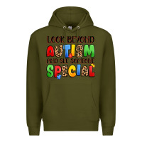 Army Green look beyond autism and see someone special Premium Hoodie - JahusDesignShop
