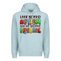 Blue Mist look beyond autism and see someone special Premium Hoodie - JahusDesignShop