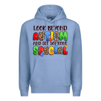 Colony Blue look beyond autism and see someone special Premium Hoodie - JahusDesignShop