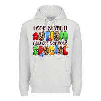 Dove Grey look beyond autism and see someone special Premium Hoodie - JahusDesignShop