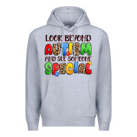 Heather Grey look beyond autism and see someone special Premium Hoodie - JahusDesignShop