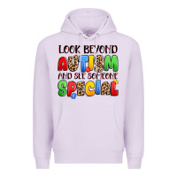 Lilac look beyond autism and see someone special Premium Hoodie - JahusDesignShop
