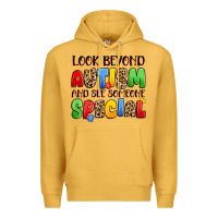 Mustard look beyond autism and see someone special Premium Hoodie - JahusDesignShop