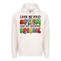 Pale Pink look beyond autism and see someone special Premium Hoodie - JahusDesignShop