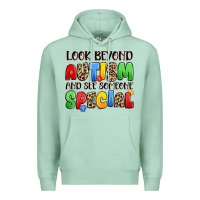 Seafoam look beyond autism and see someone special Premium Hoodie - JahusDesignShop