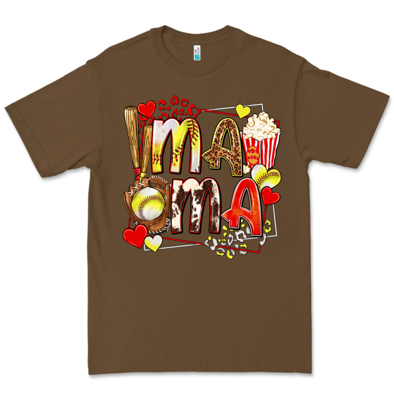 Mama Softball Baseball With Popcorn Premium Tee by texasbilliewilder | Teevron