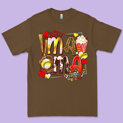 Mama Softball Baseball With Popcorn Premium Tee Designed By Texasbilliewilder