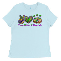 Baby Blue Peace Love King Cake Ladies Tee - RanaPortraitStore