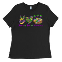 Black Peace Love King Cake Ladies Tee - RanaPortraitStore