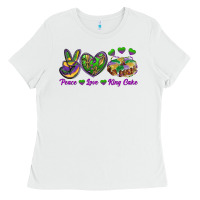 White Peace Love King Cake Ladies Tee - RanaPortraitStore