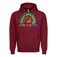 Burgundy rainbow kindergarten Zipper Hoodie - NancyCooperArtShop