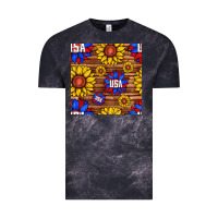 Cloud Black usa sunflower seamless pattern Vintage Tee - BundleAndBundleShop