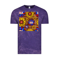 Cloud Purple usa sunflower seamless pattern Vintage Tee - BundleAndBundleShop