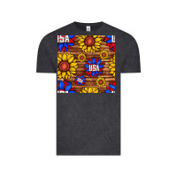 Vintage Black usa sunflower seamless pattern Vintage Tee - BundleAndBundleShop