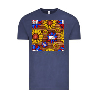 Vintage Denim usa sunflower seamless pattern Vintage Tee - BundleAndBundleShop