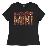 Black football mini with leopard Ladies Tee - texasbilliewilder