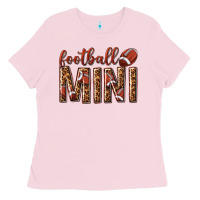 Bubblegum Pink football mini with leopard Ladies Tee - texasbilliewilder