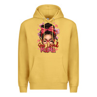 Antique Gold one loved mama messy bun Premium Hoodie - texasbilliewilder