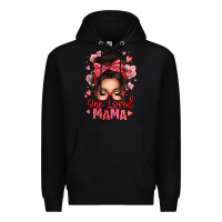 Black one loved mama messy bun Premium Hoodie - texasbilliewilder