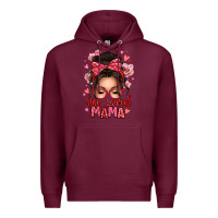 Burgundy one loved mama messy bun Premium Hoodie - texasbilliewilder