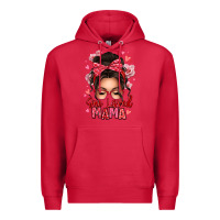 Cardinal one loved mama messy bun Premium Hoodie - texasbilliewilder