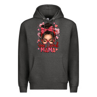 Charcoal Heather one loved mama messy bun Premium Hoodie - texasbilliewilder