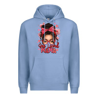 Colony Blue one loved mama messy bun Premium Hoodie - texasbilliewilder