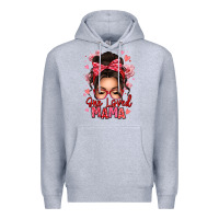 Heather Grey one loved mama messy bun Premium Hoodie - texasbilliewilder