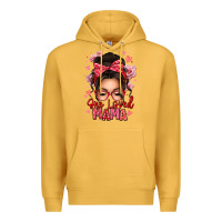 Mustard one loved mama messy bun Premium Hoodie - texasbilliewilder