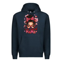 Navy one loved mama messy bun Premium Hoodie - texasbilliewilder