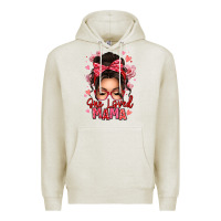 Oatmeal Heather one loved mama messy bun Premium Hoodie - texasbilliewilder
