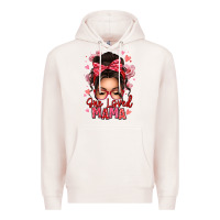 Pale Pink one loved mama messy bun Premium Hoodie - texasbilliewilder