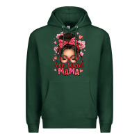 Sports Green one loved mama messy bun Premium Hoodie - texasbilliewilder