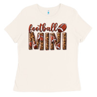 Bone football mini with leopard Ladies Tee - texasbilliewilder