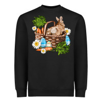 Black easter bunny in basket wıth carrot and eggs Heavyweight Sweatshirt - AdoDesignShop