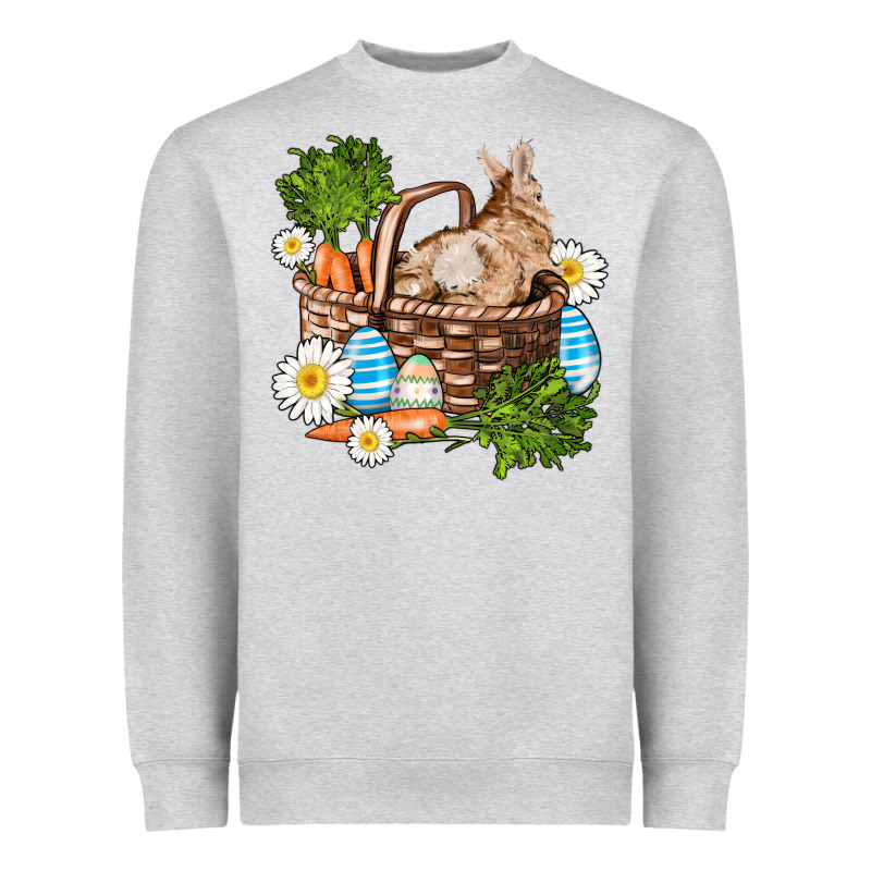Easter Bunny In Basket Wıth Carrot And Eggs Heavyweight Sweatshirt by AdoDesignShop | Teevron