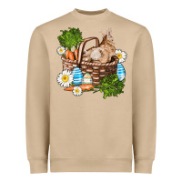 Mushroom easter bunny in basket wıth carrot and eggs Heavyweight Sweatshirt - AdoDesignShop