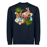 Navy easter bunny in basket wıth carrot and eggs Heavyweight Sweatshirt - AdoDesignShop