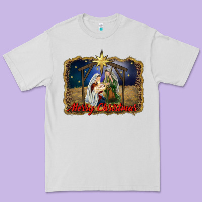Merry Christmas Holy Family Premium Tee Designed By Ranaportraitstore