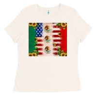 Bone American flag mexico flag sunflower cactus Ladies Tee - JahusDesignShop