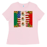 Bubblegum Pink American flag mexico flag sunflower cactus Ladies Tee - JahusDesignShop