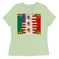 Matcha American flag mexico flag sunflower cactus Ladies Tee - JahusDesignShop