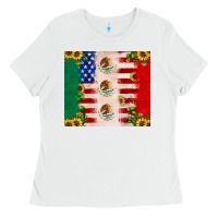 White American flag mexico flag sunflower cactus Ladies Tee - JahusDesignShop