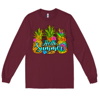 Burgundy hello summer pineapple Long Sleeve Tee - Jasminsmagicworld